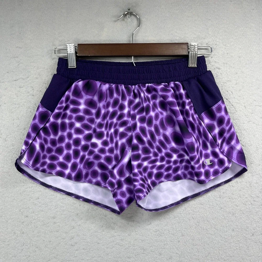 Champion Performance Shorts Womens XS Purple Abstract Animal Running Active Gym